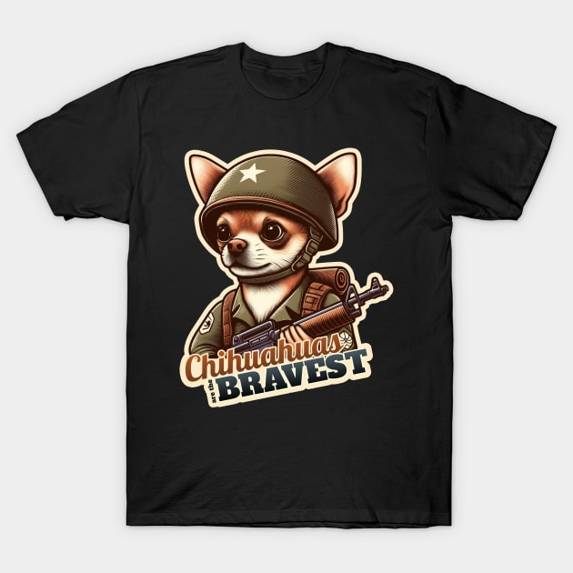 Chihuahua soldier T-Shirt by k9-tee